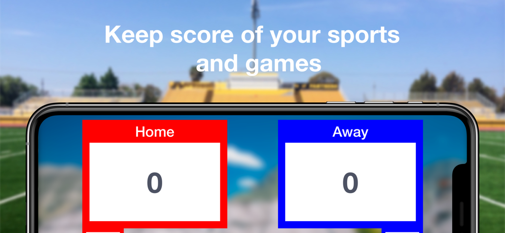 Scoreboard | Score keeper - Digital scoreboard interface showing home and away scores for sports and games.
