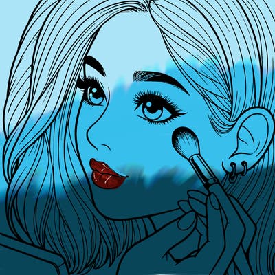 a realistic girl doing her makeup