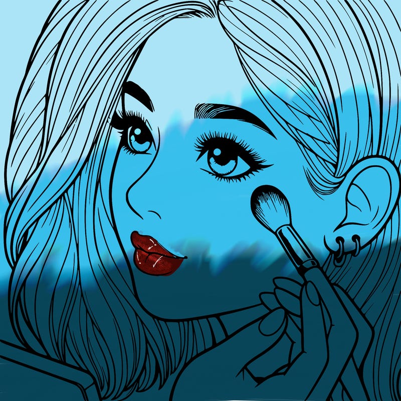 a realistic girl doing her makeup