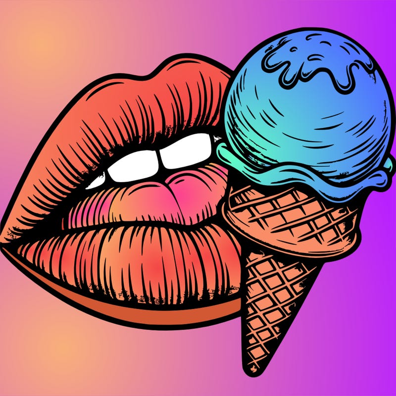 realistic lips with ice cream