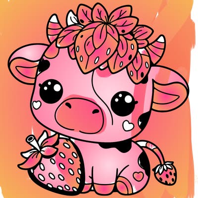 cute strawberry cow