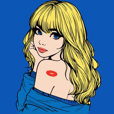 realistic girl with bangs looking over her shoulder