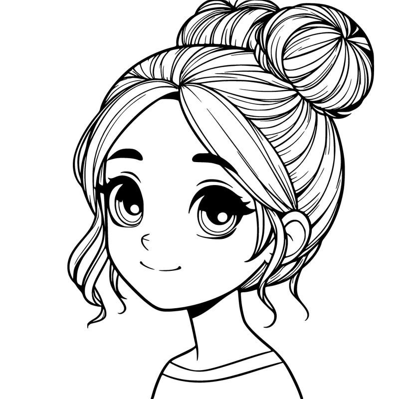 a girl with bun hairstyle realistic