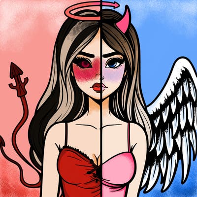 devil vs angel realistic girl