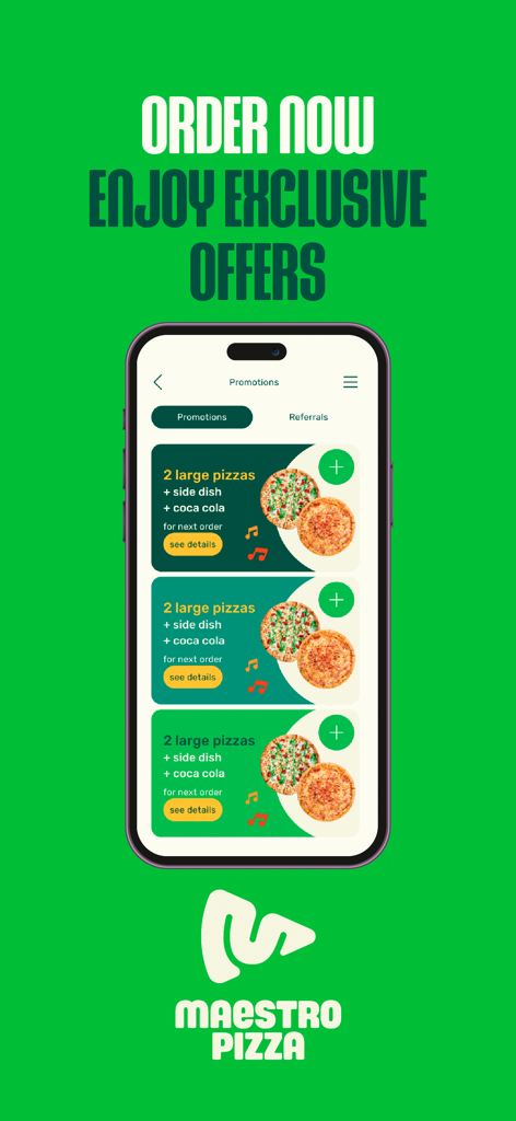 Maestro Pizza UAE - Maestro Pizza UAE mobile app promotions screen showing exclusive pizza offers and meal deals