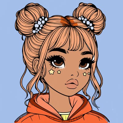 realistic girl with space buns