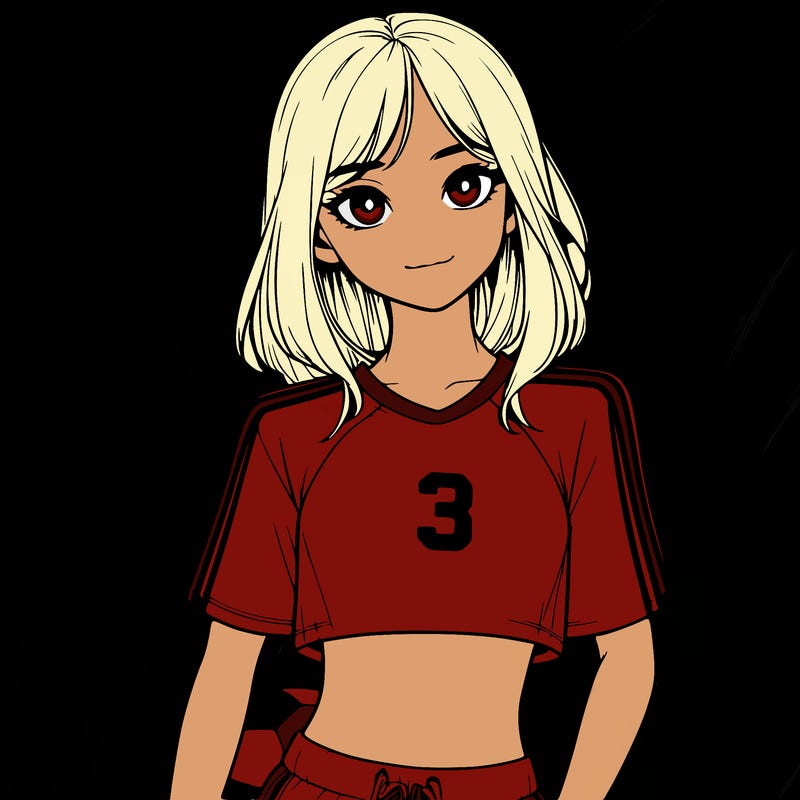 realistic girl wearing soccer jersey