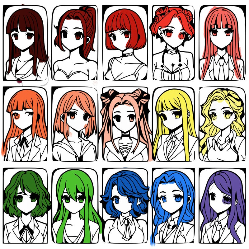 girls that look diffrent anime