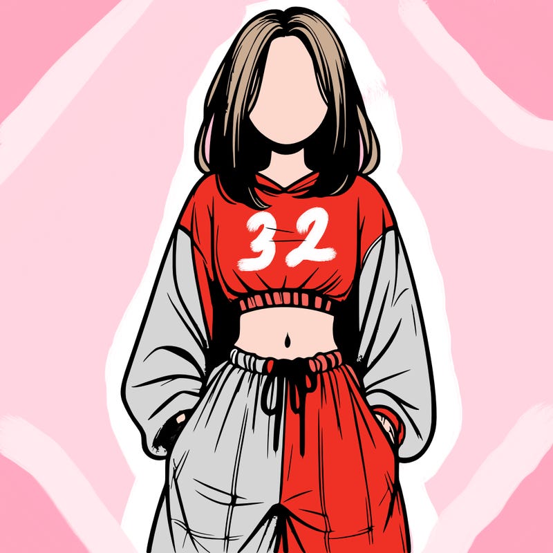 realistic girl faceless with baggy pants and a crop top