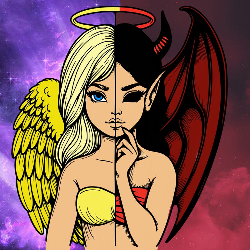 realistic angel half demon