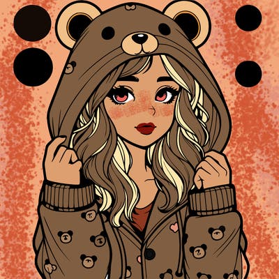 realistic girl in a animal pjs hoodie