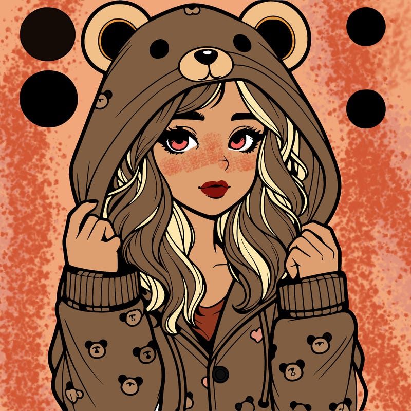 realistic girl in a animal pjs hoodie