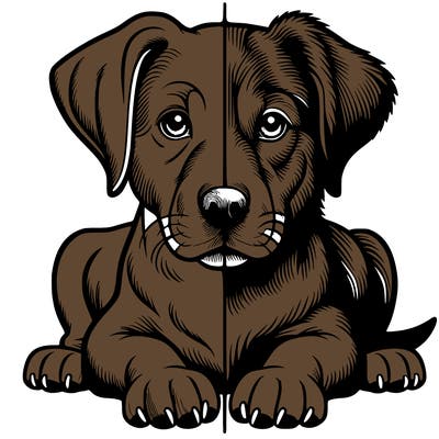 realistic dog split picture