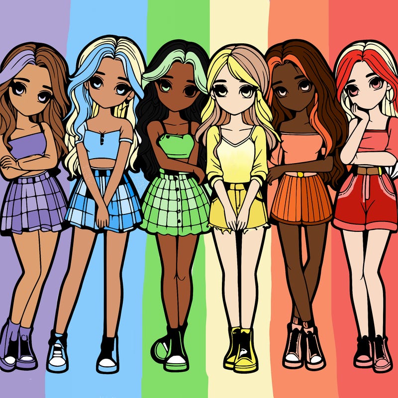 a group of girls realistic