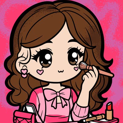 preppy girl doing makeup