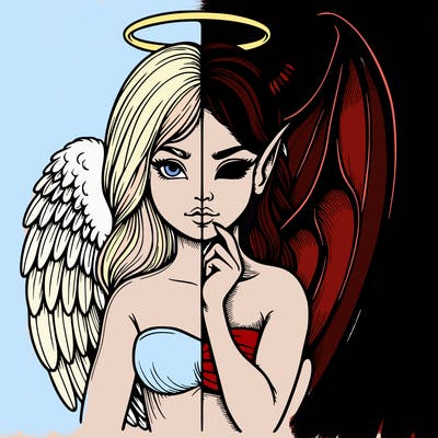 realistic angel half demon