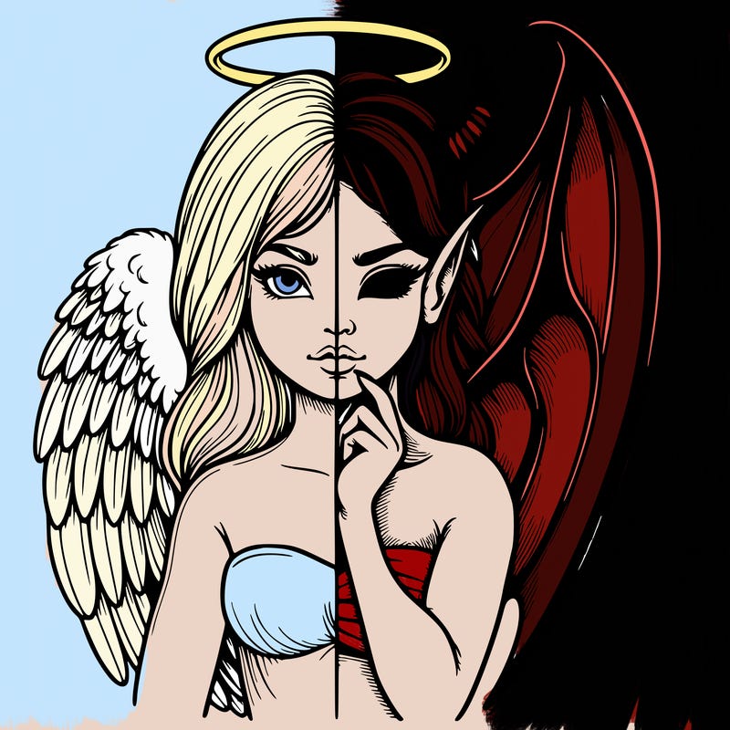 realistic angel half demon