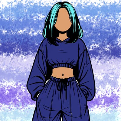 realistic girl faceless with baggy pants and a crop top