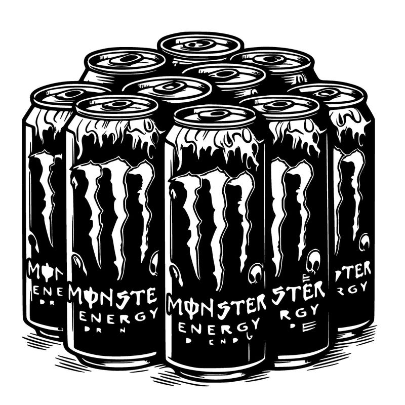 bunch of monster energy drink cans