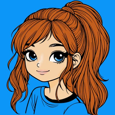 realistic girl with ponytail