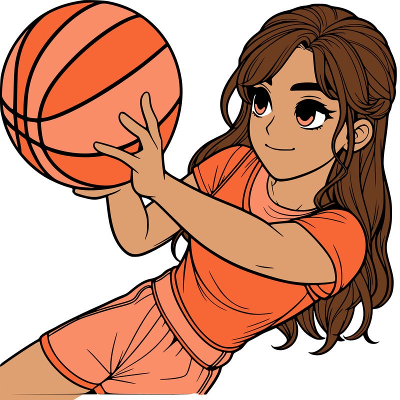 realistic girl playing basketball