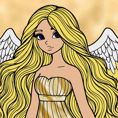 a realistic female angel with long locks