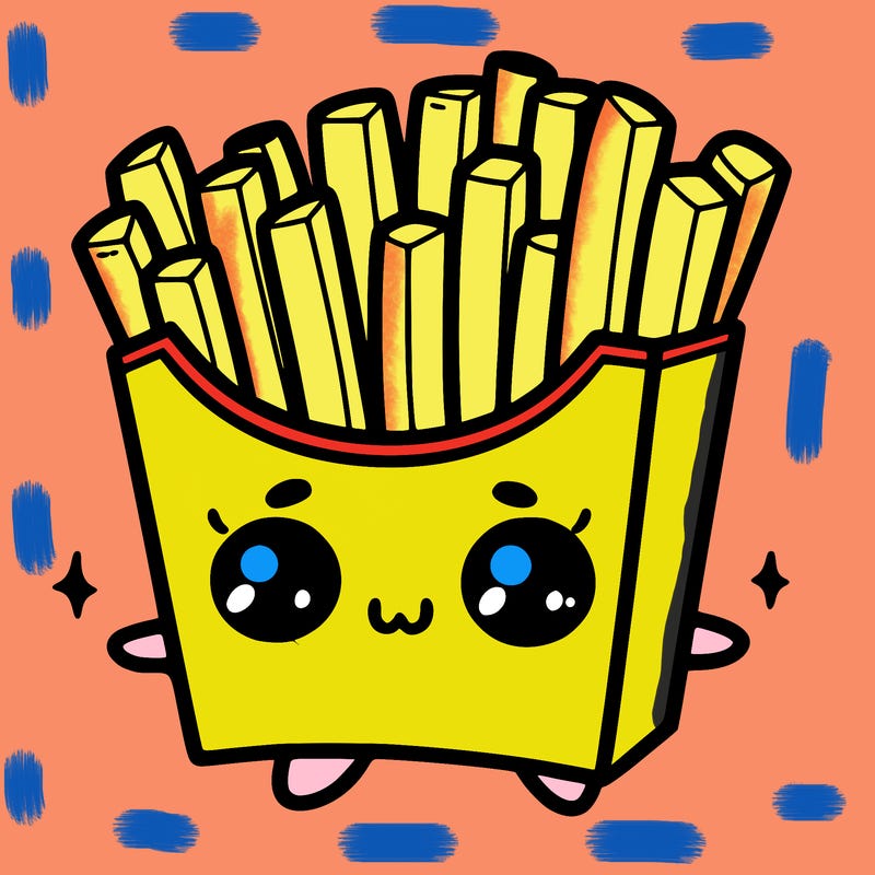 a cute. french fries