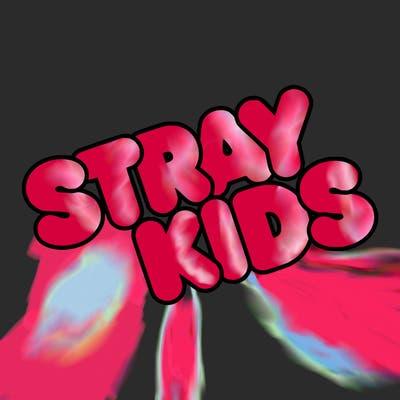 bubble letters saying stray kids