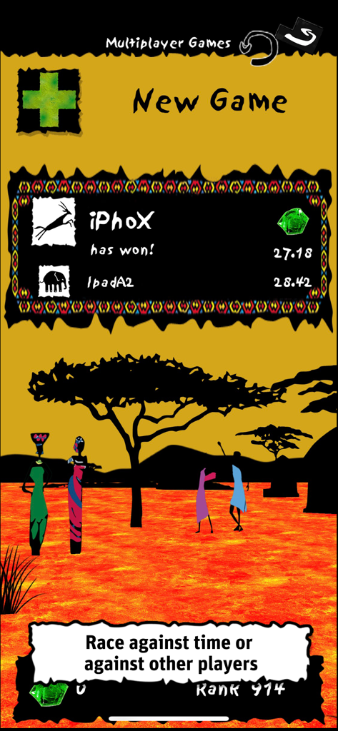 Ubongo – Puzzle Challenge - Ubongo puzzle challenge multiplayer results screen featuring tribal art