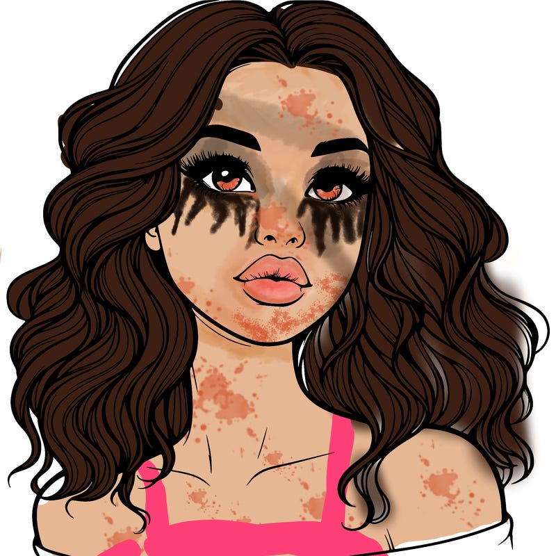 realistic girl with wavy hair and lips