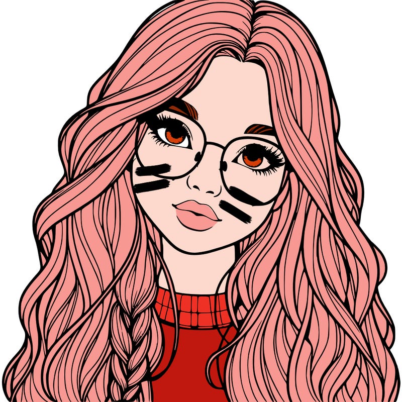 girl with long hair and freckles and glasses realistic