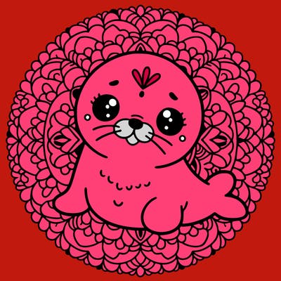 a cute baby seal mandala