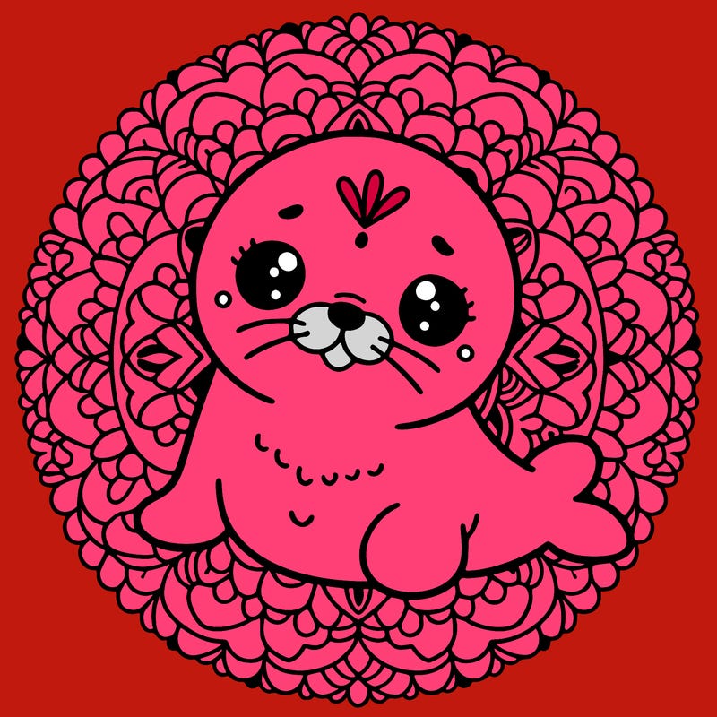 a cute baby seal mandala