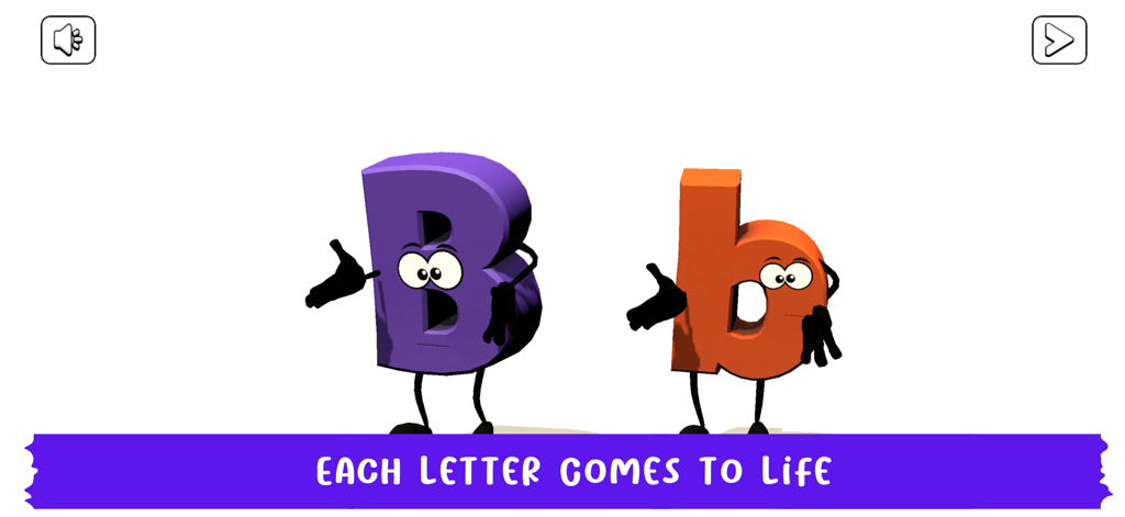 ABC Dance - ABCダンスアプリで踊るアニメーションの大文字と小文字のB。