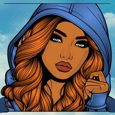 realistic beautiful woman with hoodie