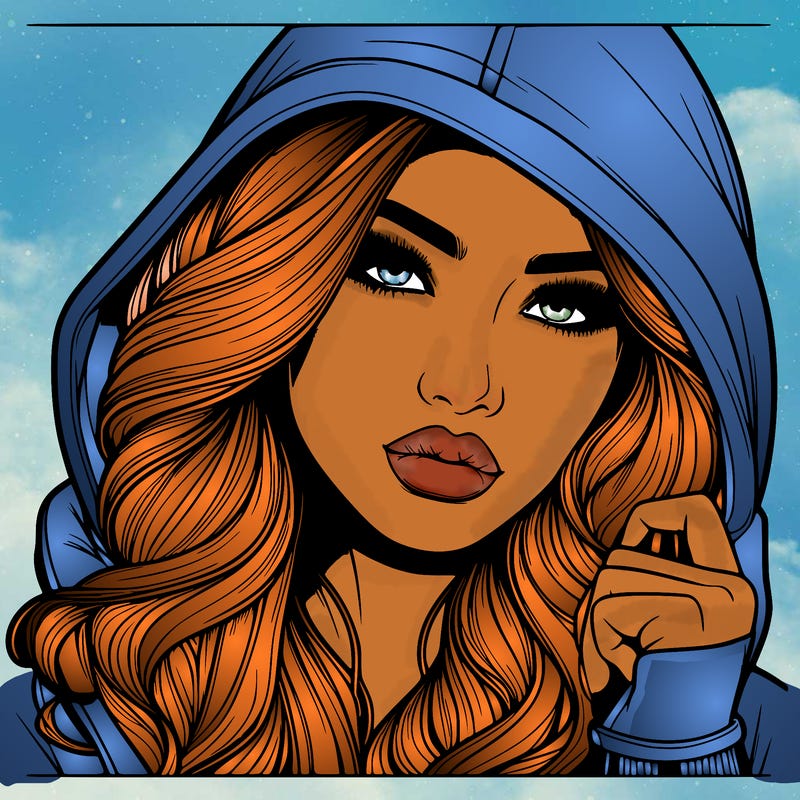 realistic beautiful woman with hoodie