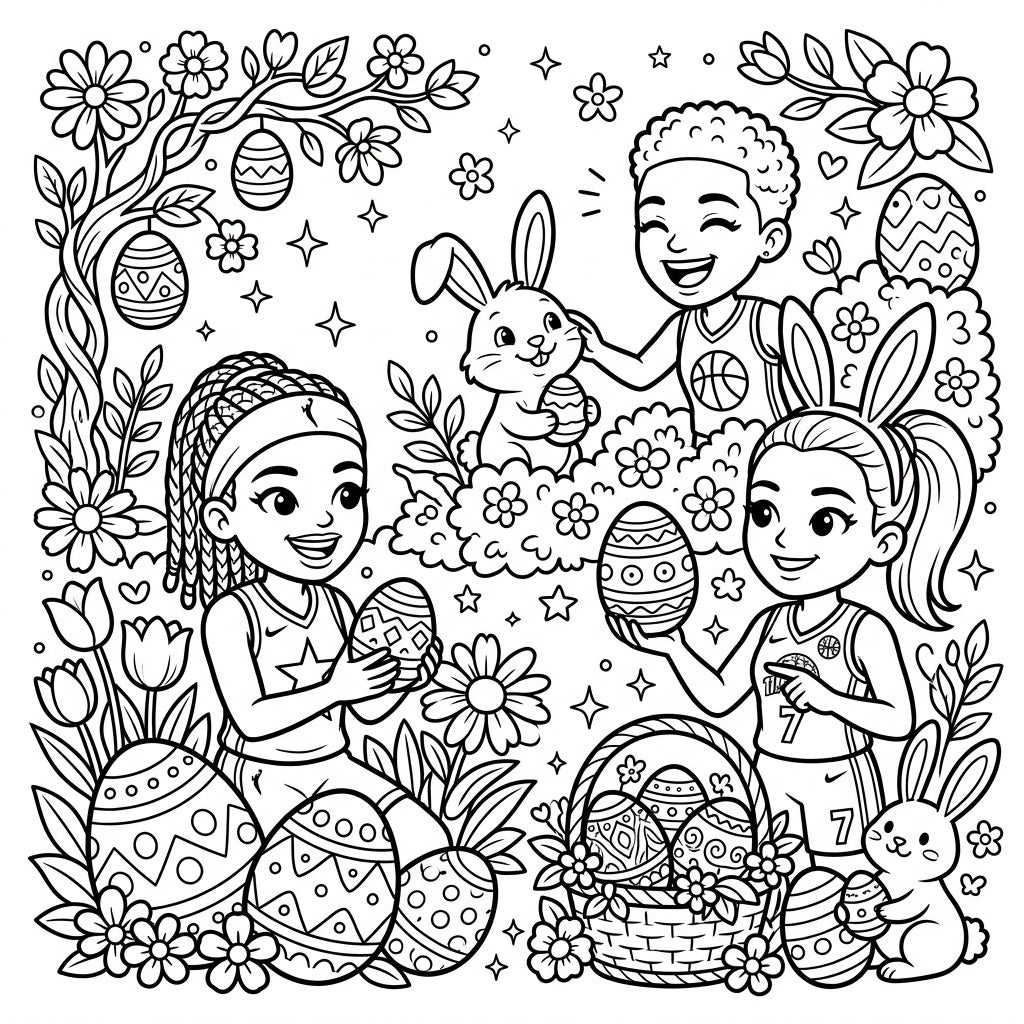 WNBA Players Easter: Free Printable Coloring Page — Color Pop