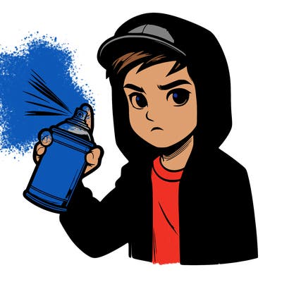 realistic boy spray painting
