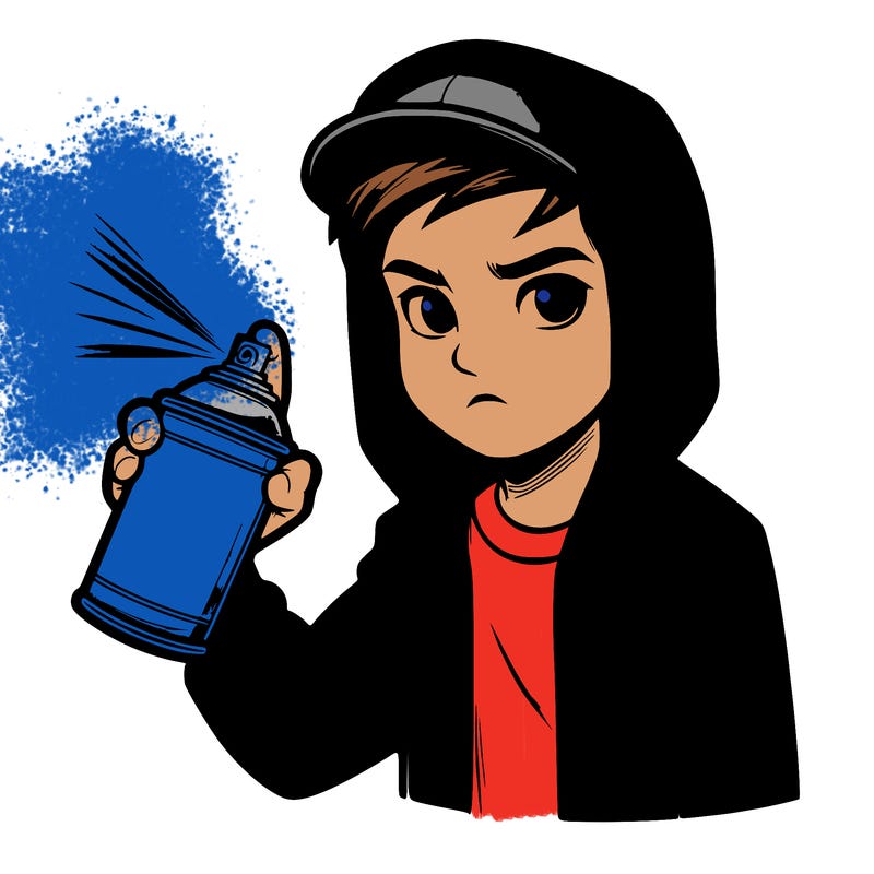 realistic boy spray painting