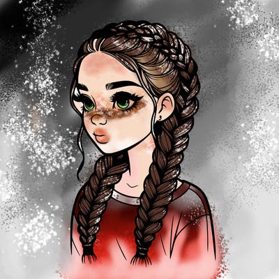 realistic girl with braids