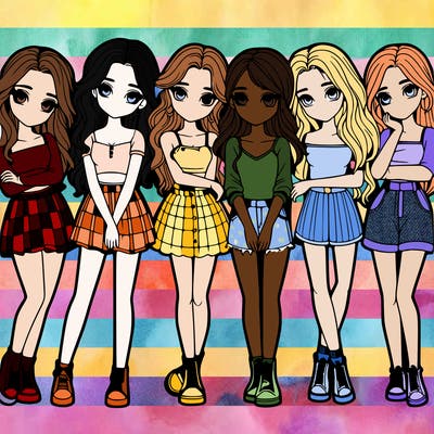 a group of girls realistic