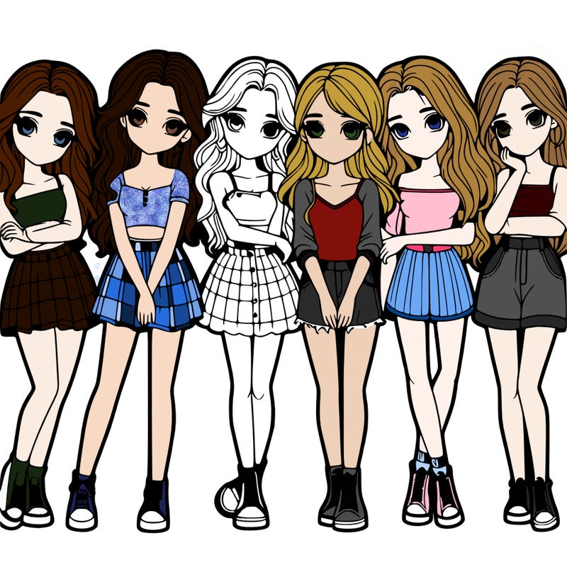 a group of girls realistic