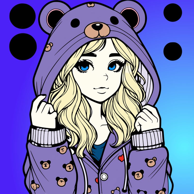 realistic girl in a animal pjs hoodie