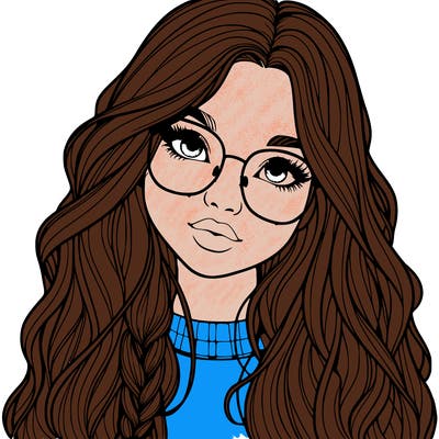 girl with long hair and freckles and glasses realistic