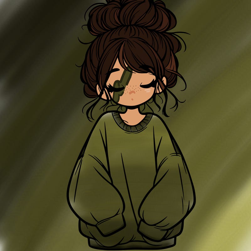 girl with baggy sweatshirt and messy bun