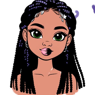 a realistic black girl with braids