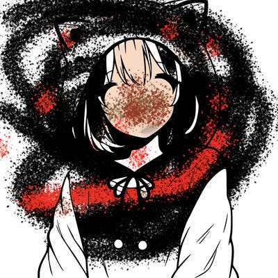 anime girl with no face in a cat hoodie