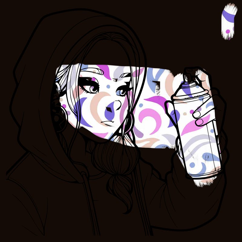 a realistic girl, spray painting