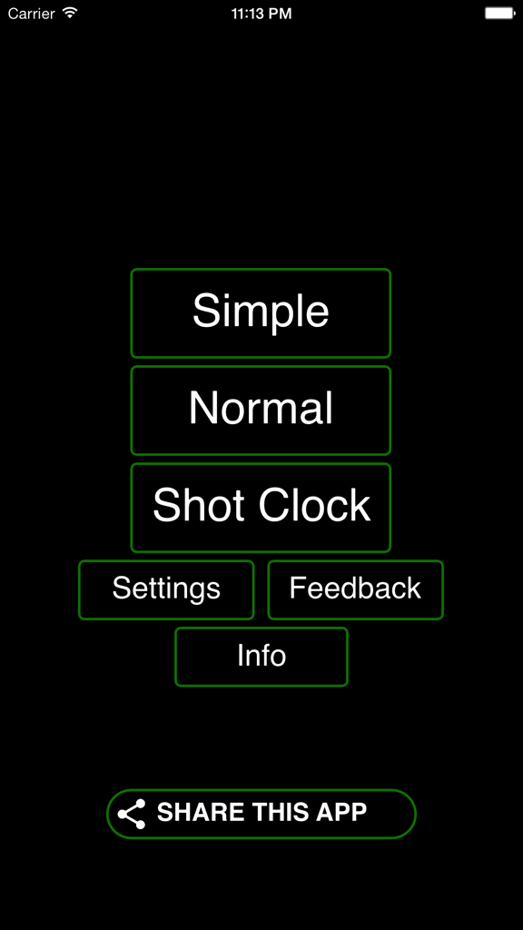 Menu principal do aplicativo My Scoreboard Basketball mostrando os botões de seleção do modo de jogo