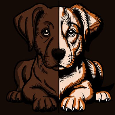 realistic dog split picture